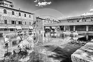 Medieval thermal baths in the town of Bagno Vignoni, Italy