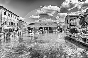 Medieval thermal baths in the town of Bagno Vignoni, Italy