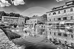 Medieval thermal baths in the town of Bagno Vignoni, Italy