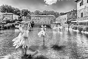 Medieval thermal baths in the town of Bagno Vignoni, Italy