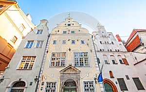 Medieval three houses in Riga called The Three Brothers