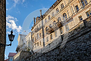 Medieval Toompea Castle in old city town, Tallinn, Estonia