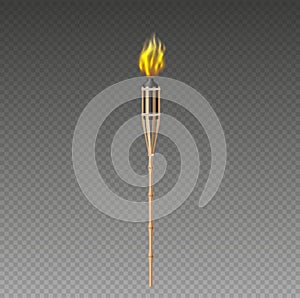 Medieval torch with flaming fire for olympiad run and olympics opening ceremony isolated