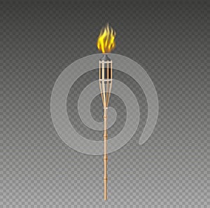 Medieval torch with flaming fire for olympiad run and olympics opening ceremony isolated photo