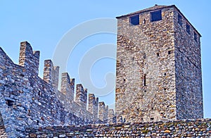 The medieval Torre Nera Black Tower of Castelgrande fortress of Bellinzona, Switzerland