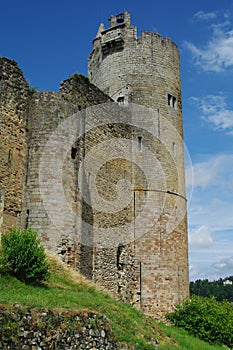 Medieval tower against blue sky