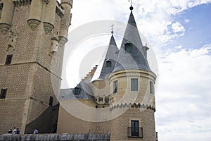 Medieval tower, alcazar castle city of Segovia, Spain. Old town