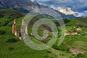 Medieval tower complex in mountains