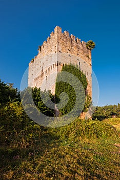 Medieval tower in Espinosa de los monteros, Burgos, Spain.