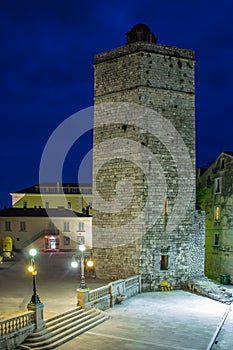 Medieval tower.Pet Bunara Square. Zadar. Croatia.