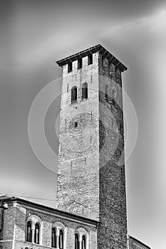 Medieval tower in Piazza Erbe, Padua, Italy