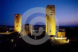 Medieval towers at dusk