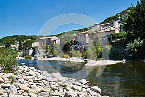 The medieval town of Vogue over the River Ardeche