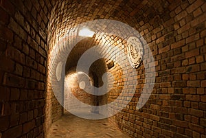 Medieval tunnel made of bricks