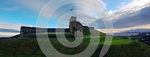 Medieval Tynemouth Priory and Castle ruins panorama, United King