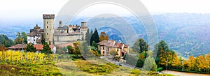 Medieval village borgo Vigoleno with well preserved castle in photo
