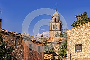 Medieval village of Medinaceli and dome of the collegiate church of St Mary of Assumption. Soria Spain