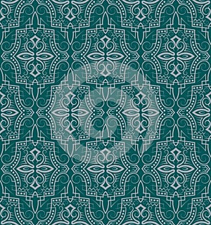 Medieval vintage seamless pattern. Symmetric decorative wallpaper. Vector chivalrous repeating ornament