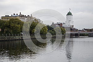 The medieval Vyborg castle with Olaf tower in Leningrad region Russia