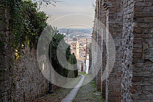 Medieval walkway to the castle in Conegliano, Italy