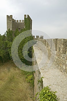 Medieval wall surrounding the village of Obidos founded by the Celts in 300 BC, Portugal