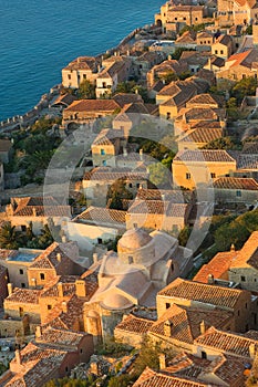 Medieval walled town of Monemvasia, Greece photo