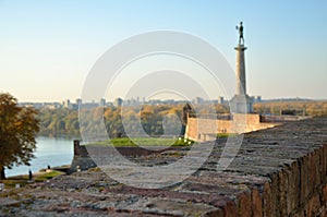 Medieval walls, the Danube and modern part of Belgrade