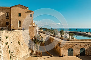 Medieval walls and Parc de la Mar in Palma, Spain