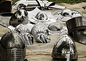Medieval war helmets