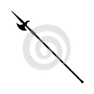 Medieval war type of weapon, concept icon pike halberd axe old cold weaponry black silhouette vector illustration, isolated on photo
