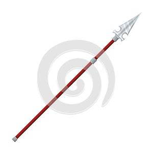 Medieval war type of weapon, concept icon pike old cold weapon flat vector illustration, isolated on white. Cartoon equipment of