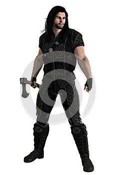 Medieval Warrior with Axe Isolated