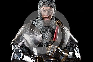 Medieval Warrior with chain mail armour and sword