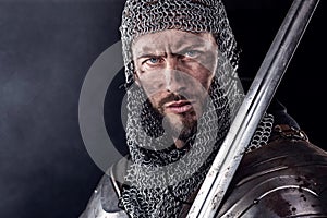 Medieval Warrior with Chain Mail Armour and Sword