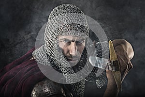 Medieval Warrior with chain mail armour and sword