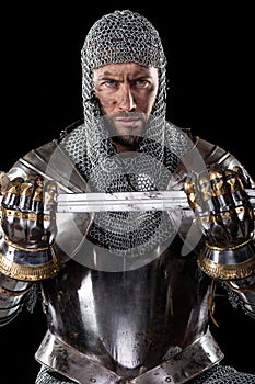 Medieval Warrior with chain mail armour and Sword