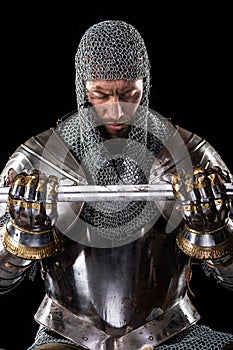 Medieval Warrior with chain mail armour and Sword