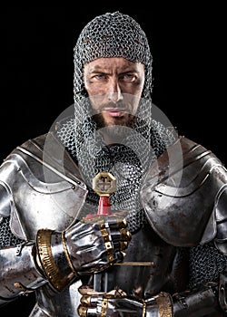 Medieval Warrior with chain mail armour and Sword