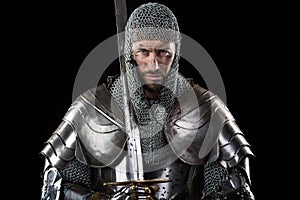 Medieval Warrior with chain mail armour and sword