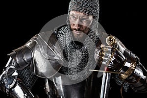 Medieval Warrior with chain mail armour and sword