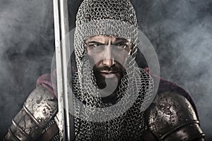 Medieval Warrior with chain mail armour and sword