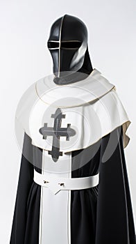 Medieval warrior templar in knight armor. White background, isolate. AI generated.