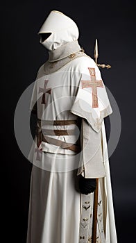 Medieval warrior templar in knight armor. White background, isolate. AI generated.