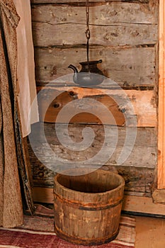 Medieval washstand in a peasant hut