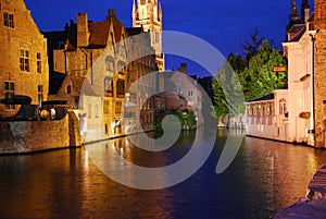 Medieval water city by night