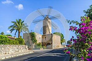 Medieval windmill in Palma Mallorca, Balearic island, Spain photo