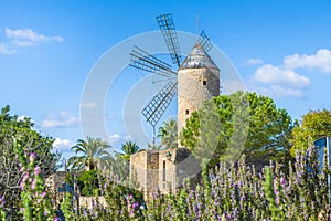Medieval windmill in Palma Mallorca photo