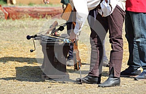 Medieval wooden crossbow in exibition