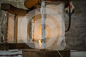 medieval Wooden lantern on a medieval settlement