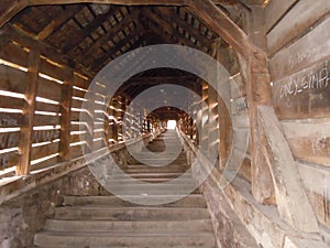 Medieval wooden staircase from Sighisoara, built in 1654, with 175 steps